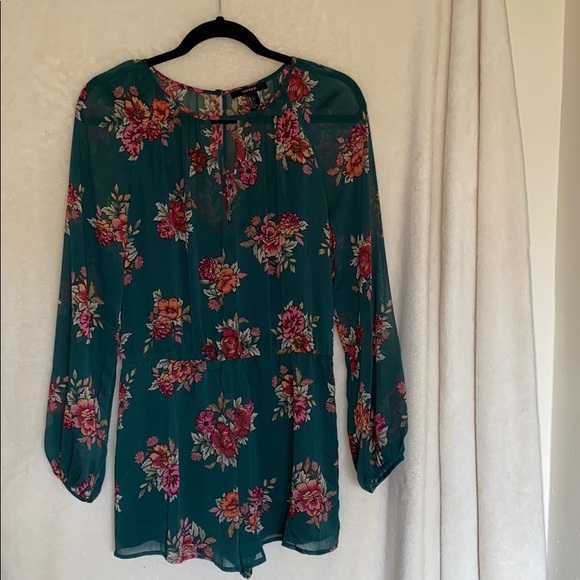 Forever 21 Pants - Forever 21 Dark Green Floral Romper